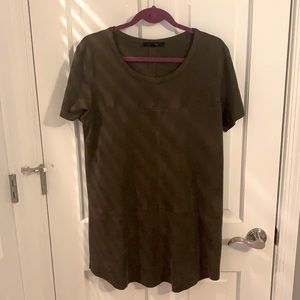 Olivaceous Faux Suede Mini Dress